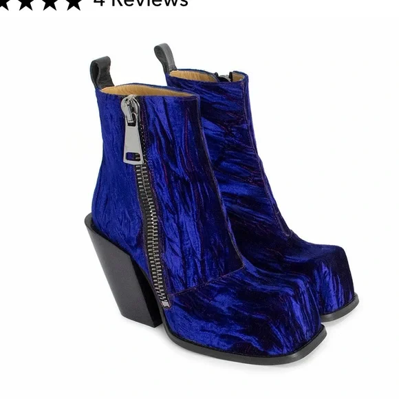 The Stand Up Dietrich - Blue Velvet Ankle Boots - Picture 2 of 4